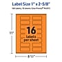 Avery Rectangle Multipurpose Labels, 1" x 2-5/8", Bright Orange, 160/Pack (94201)~#|#~F836FA9D-BDD8-49F0-83666AD86A0563A4_sc7