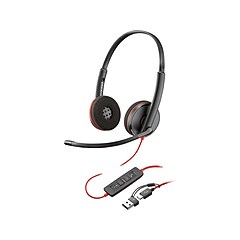 Poly Blackwire 3225 Stereo Headset, USB-C/USB-A/3.5mm, UC