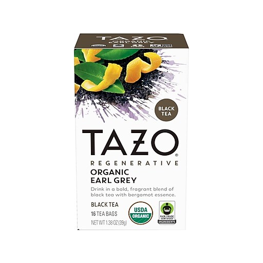 Tazo Earl Gray Black Tea, Tea Bag, 1.38 Oz., 16/Box (10794522003522 ...