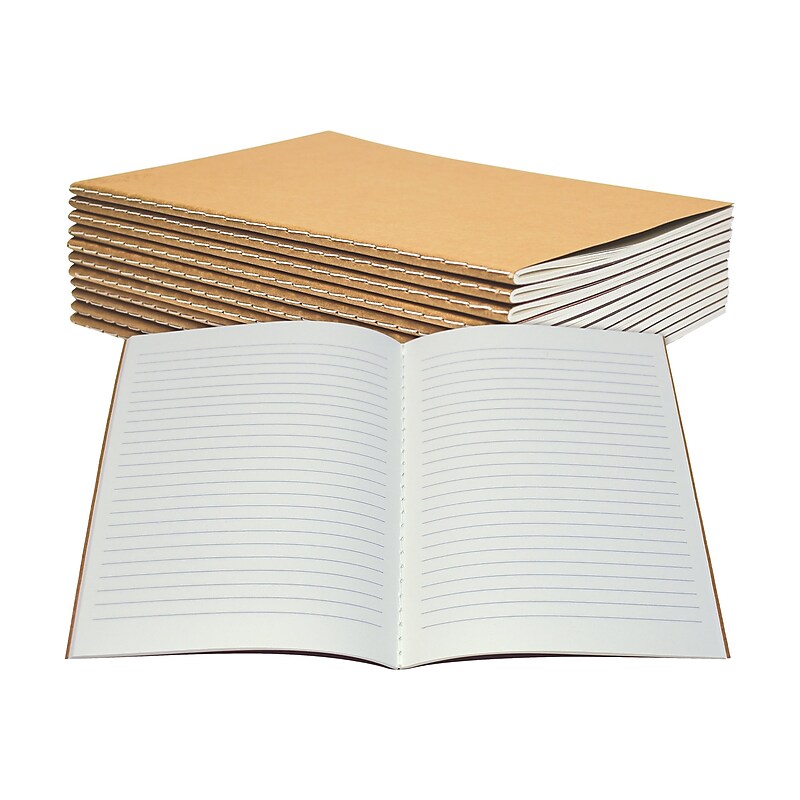 Better Office Composition Notebooks, 5.5" x 8.3", Narrow Ruled, 30 Sheets, Kraft, 12/Pack (25020-12PK) image 1