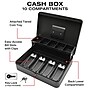 Excello Brands Steel Cash Box with Key Lock, 10 Compartments, Black (CHBX-6213-KY)~#|#~F84FF98F-2E2D-4380-80E358D1F43463A8_sc7