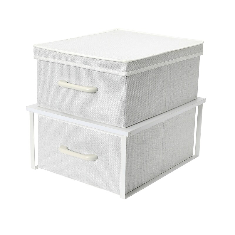 Household Essentials Storage Boxes, Stackable with White Laminate Top, 2/Set (8009-1) image 1