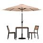 Flash Furniture Lark All-Weather Patio Set, Tan Umbrella, 5 Piece Set (XU8132UB19BTN)~#|#~F85A5E60-D8EC-4629-9296CCCF390AB46B_sc7