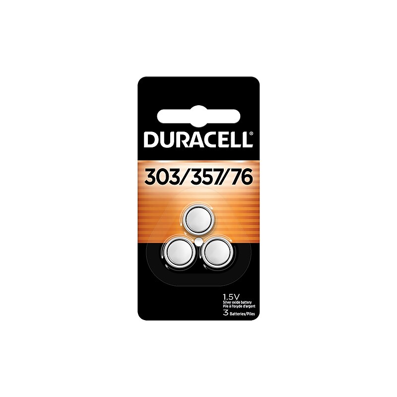 Duracell 303/357/76 Silver Oxide Button Battery, 3/Pack (AZTY04695) image 1