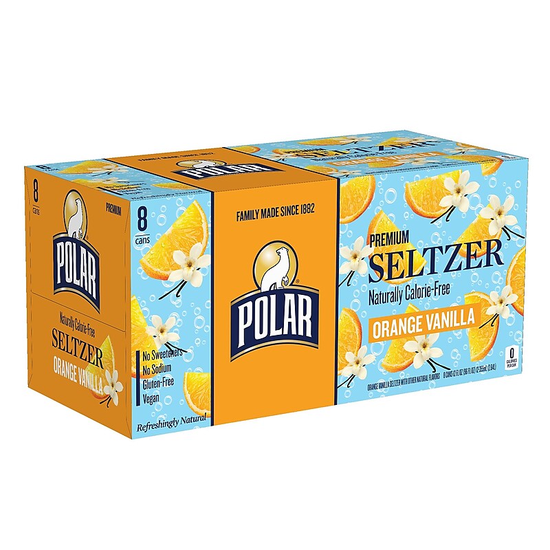 Polar Orange Vanilla Sparkling Seltzer Water, 12 oz., 24 Cans/Box (1000261) image 1