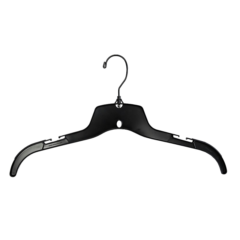 Nahanco 17" Plastic Heavy Weight Top Hanger, Black, 100/Carton (25500BHMG) image 1