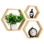 Mind Reader 3-Shelf Bamboo Mouted Honeycomb Hexagon Floating Shelves, 12" x 3.13" x 13.75" (WWALL3PC-BRN)~#|#~F884108C-348F-4984-92C5A0C0680033A4_sc7
