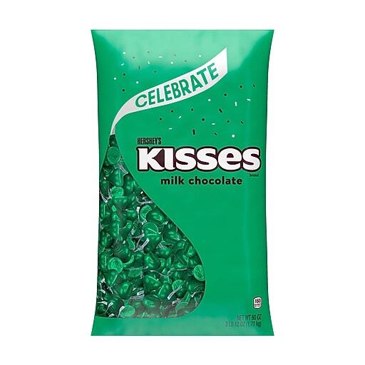 HERSHEY'S KISSES Milk Chocolate Candy Bulk Bag, Green Foils