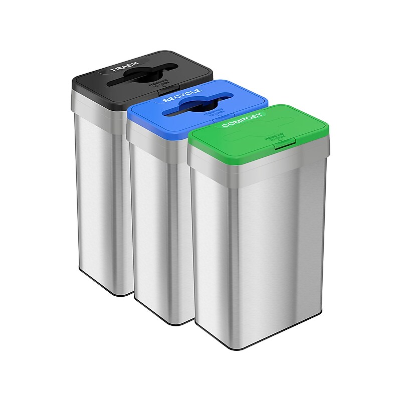 HLS Commercial Stainless Steel Trash Cans, 21-Gallon, Assorted Colors, 3/Set (HLS21UOTTRIO) image 1