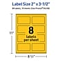 Avery Laser/Inkjet Rectangle Multipurpose Labels, 2" x 3.5", Bright Yellow, 80/Pack (94238)~#|#~F8946197-47AD-496B-AE07DD09C1F15B24_sc7