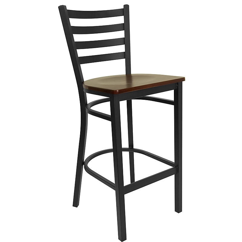 Flash Furniture Metal Back Wood Restaurant Barstool, Mahogany (XUDG697BBARMAW) image 1