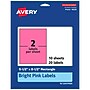 Avery Laser/Inkjet Rectangle Multipurpose Labels, 5.5" x 8.5", Bright Pink, 20/Pack (94229)~#|#~F896D539-82F8-4E2C-93A7B665866FDA4B_sc7