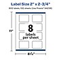 Avery Laser/Inkjet Rectangle Waterproof Multipurpose Labels, 2.75"  x 2", White, 800/Box (94236)~#|#~F898D648-DEB0-48C6-95027E7DD8CF6FF0_sc7