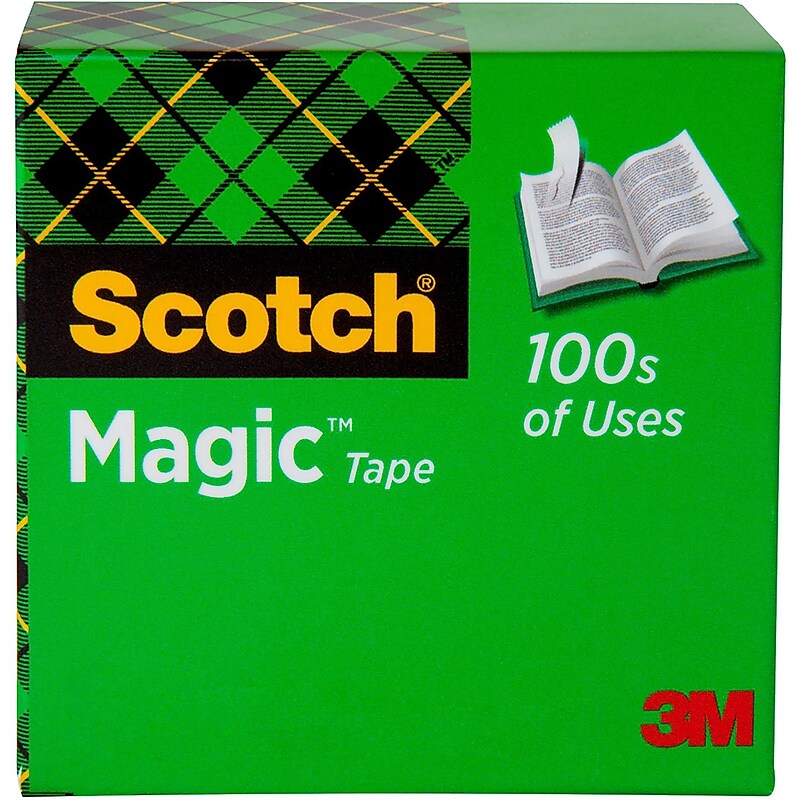 Scotch Magic Transparent Clear Tape, 1" x 72 yds., 1" Core, Clear, 12 Rolls/Pack (T965810) image 1