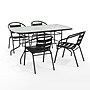Flash Furniture Lila 55" Patio Table with Umbrella Hole and 4 Slat Stack Chairs, Black (TLH089R017CBK4)~#|#~F8AB2909-5C5C-4D6B-B1A6E4B5B34CAE1E_sc7