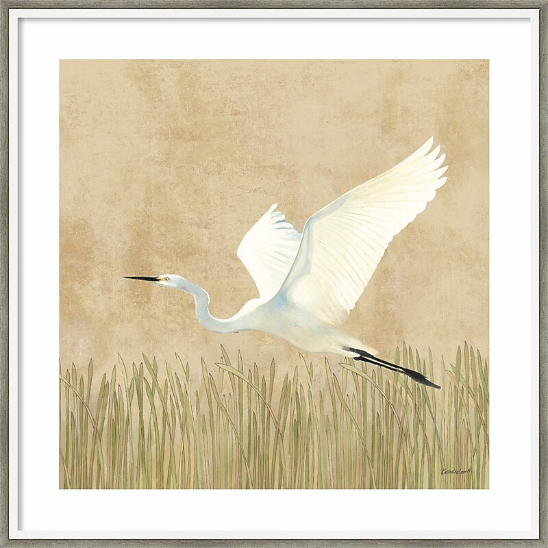 Amanti Art Egret Alighting II by Kathrine Lovell Wood Framed Wall Art Print, 25" x 25" (A42677221098) image 1