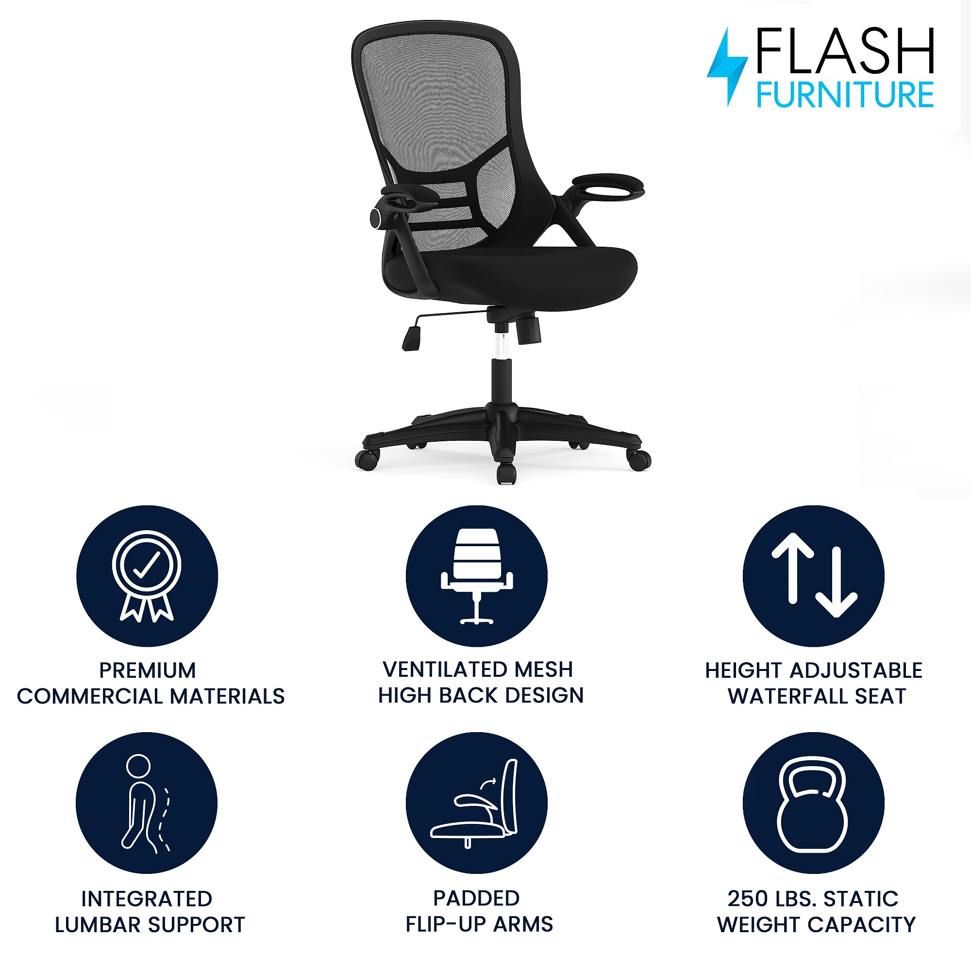 Flash Furniture Porter Ergonomic Mesh Swivel Executive Chair, Black (HL00161BKBK) Sansujyuku sansujyuku.com