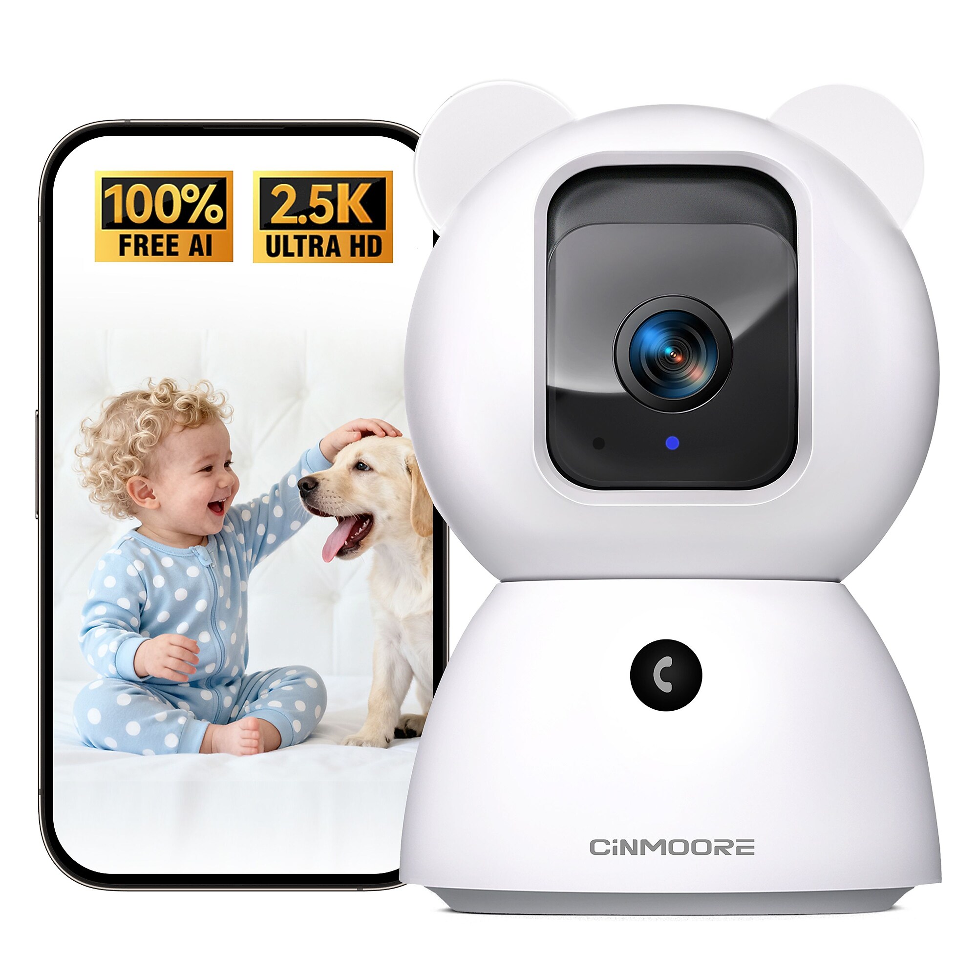CiNMOORE Total Wireless 360 Degree Security Camera, White (C2LU) Simolary simolary.com