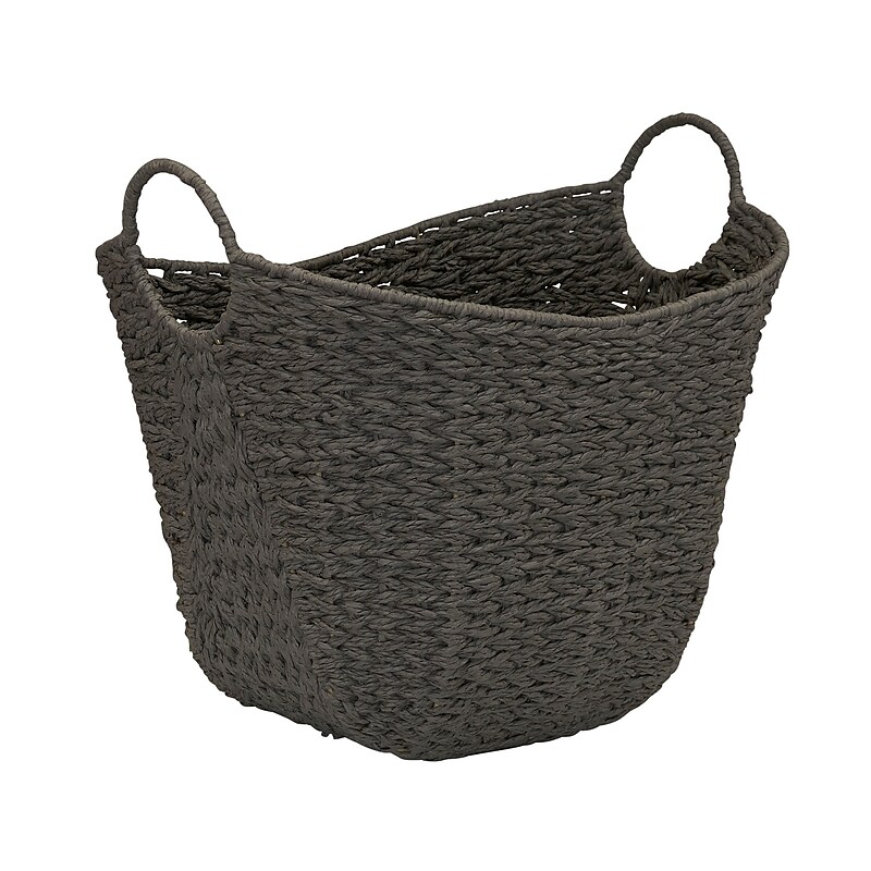 Household Essentials Woven Storage Wicker Basket with Handles, Gray (ML-4126) image 1