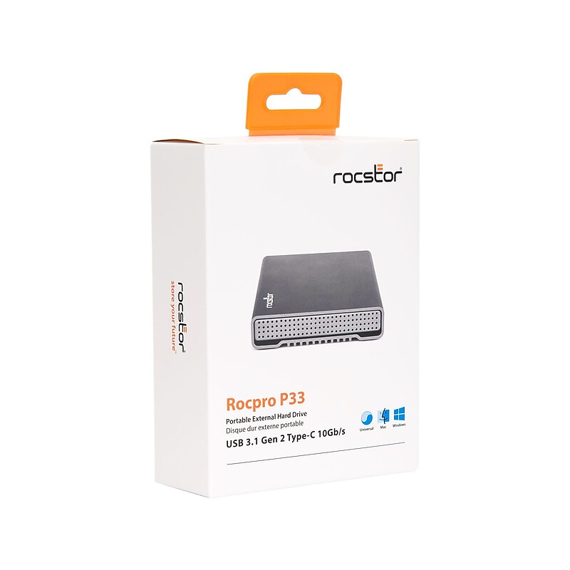Rocstor Rocpro P33 8TB External USB-Type-C Portable Hard Drive, Space Grey (GP3616-01) image 1