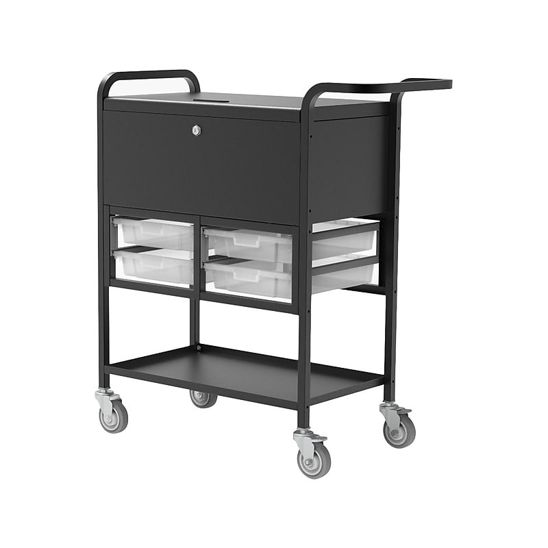 Luxor Metal Mobile File Cart with Swivel Wheels, Black/Gray (UCWS003) image 1