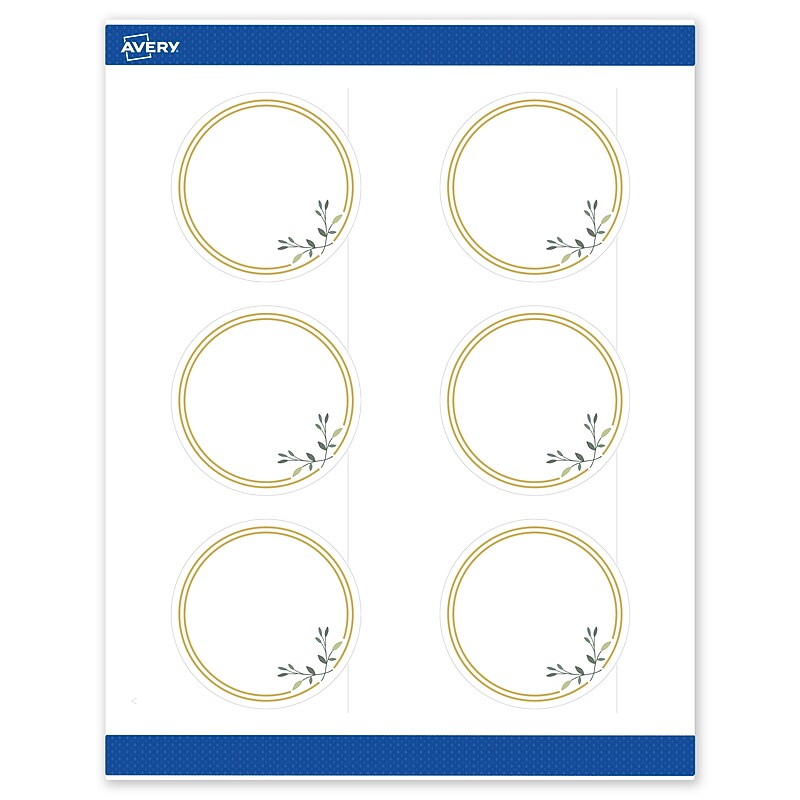 Avery Laser/Inkjet Circle Multipurpose Labels, 3" Dia., White, 60/Pack (S00DMR) image 1