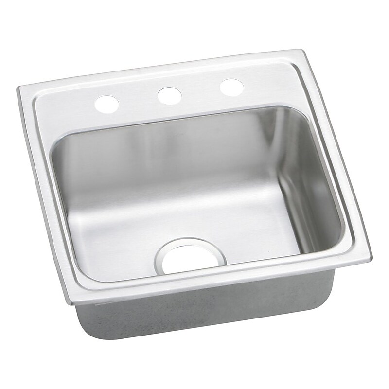Elkay Celebrity 3-Hole Single-Bowl Drop In Kitchen Sink, 18" x 19" x 7.13", Stainless Steel, Brushed Satin (PSR19183) image 1