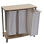 Household Essentials 3-Section Rolling Laundry Sorter with Lid, Laminated Wood, Ashwood (7050-1)~#|#~F8D873A9-0B46-47F3-95BFEDB8C394778D_sc7