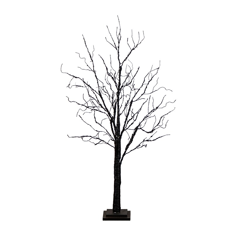 Nearly Natural Pre-Lit Halloween Black Twig Artificial Tree, 4' (T5166) image 1