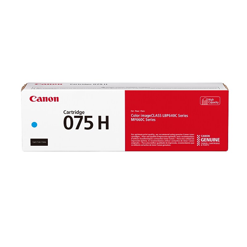 Canon 075 Cyan High Yield Toner Cartridge, Prints Up to 2,500 Pages (6368C001) image 1