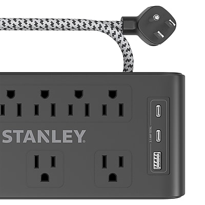 STANLEY Surge Blok 8-Outlet Surge Protector Power Strip w/3-USB Ports & Braided Fabric Cord, 6-ft., 2400 Joules, Black (33308) Sansujyuku sansujyuku.com