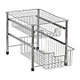 Household Essentials Free Standing Two Basket Sliding Cabinet Organizer with Metal Frame, Silver (HH1239-1)~#|#~F8DFD93C-E897-40F1-A959900E097A1A9C_sc7