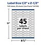 Avery Laser/Inkjet Decorative Edge Waterproof Multipurpose Labels, 2.5"  x 0.5", White, 1125/Pack (94749)~#|#~F8E17CB2-CF0A-451C-B1536B6F15936328_sc7