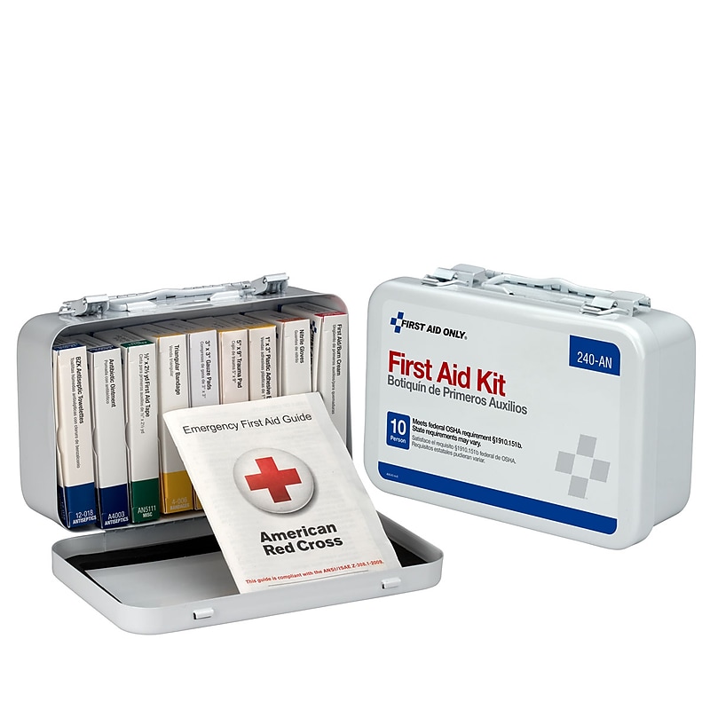 First Aid Only Unitized Metal First Aid Kit, 10 People, 65 Pieces (240-AN) image 1