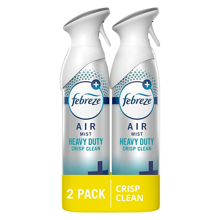 Febreze Air Mist Heavy Duty Freshener Spray, Crisp Clean (2 x 8.1 oz)