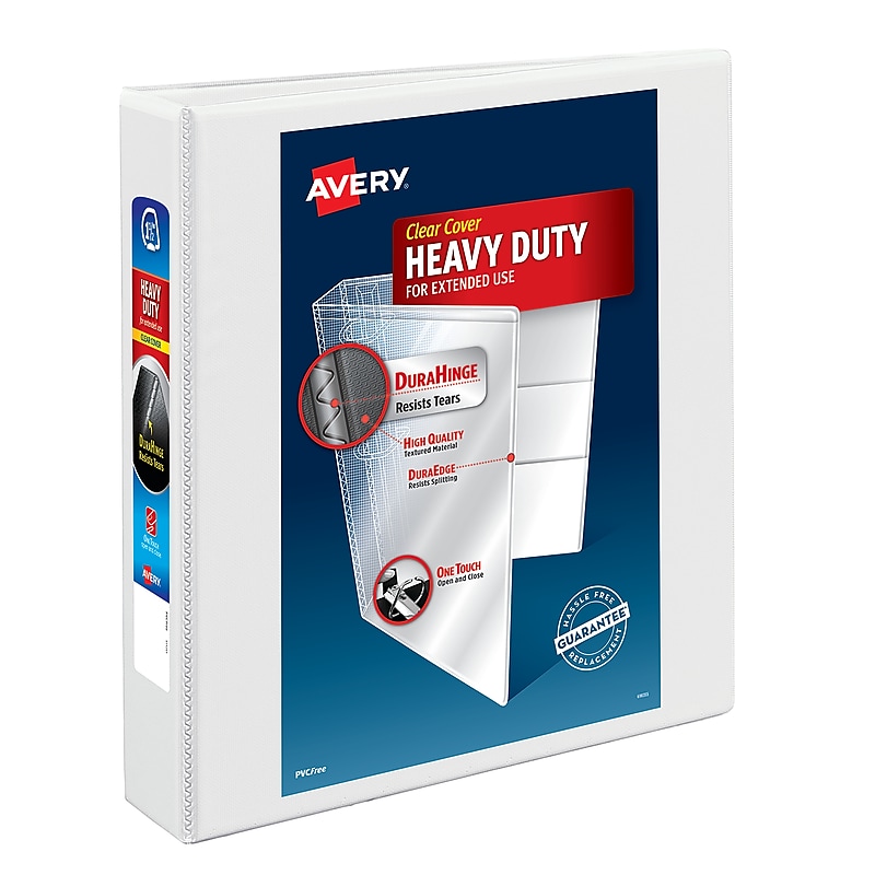 Avery Nonstick Heavy Duty 1 1/2" 3-Ring View Binders, Slant Ring, White (5404) image 1