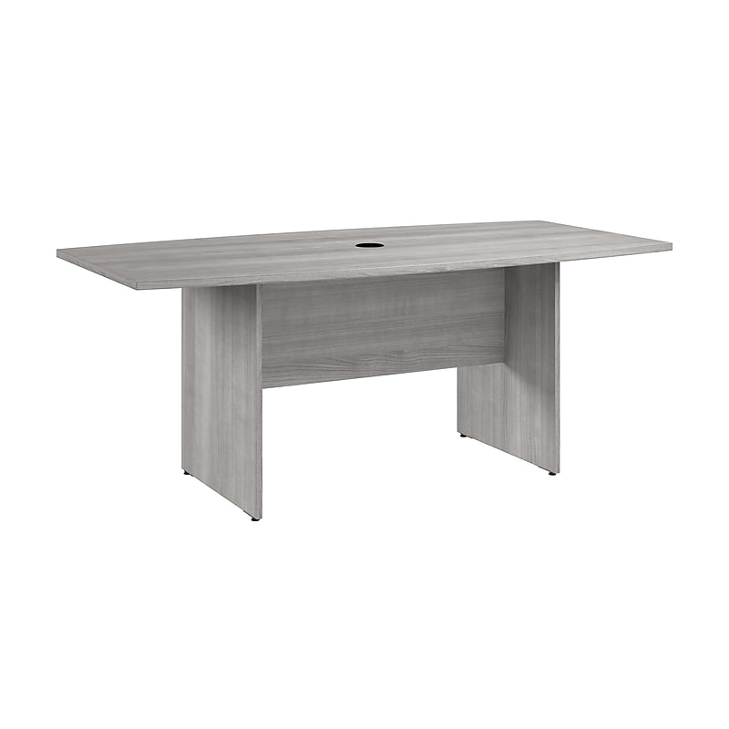 Bush Business Furniture 72W x 36D Boat Shaped Conference Table with Wood Base, Platinum Gray (99TB7236PG) image 1