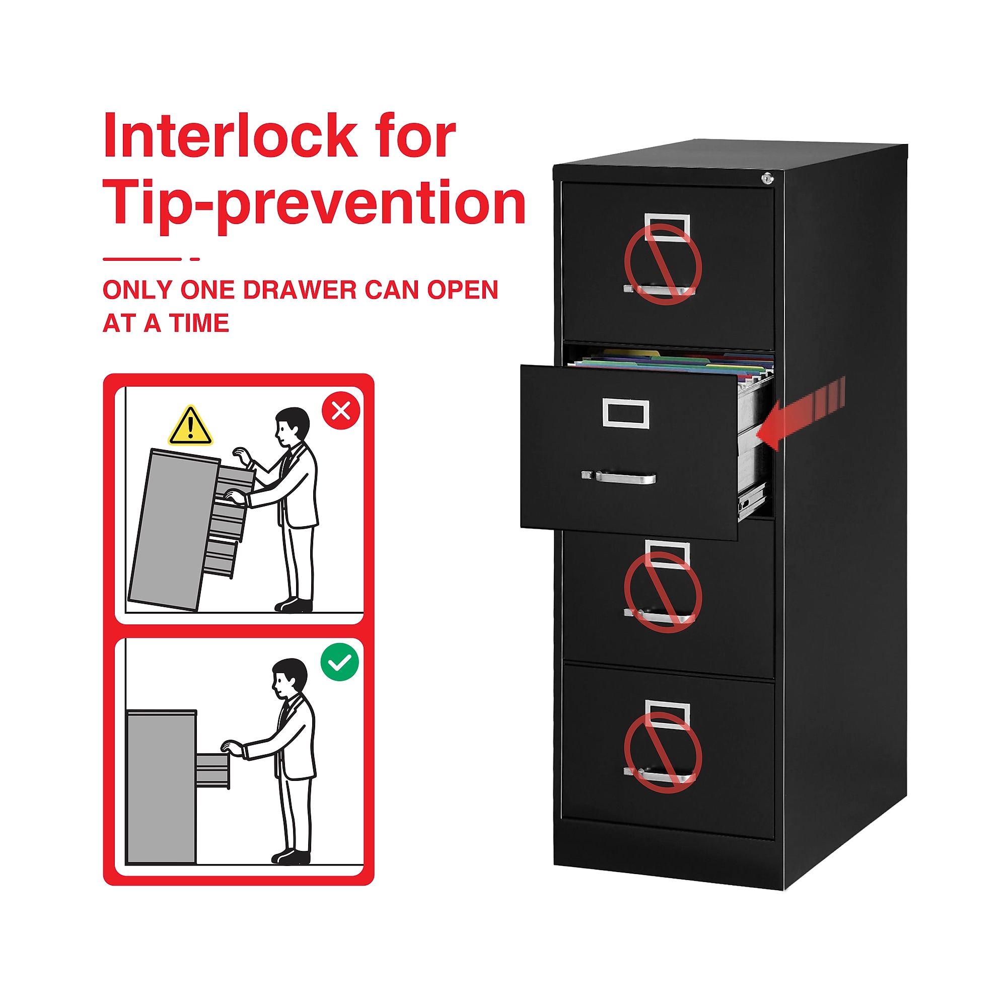 Staples Heavy Duty 4 File Drawer Vertical File Cabinet, Black, Legal, 26.5″D (13450D) Sansujyuku sansujyuku.com