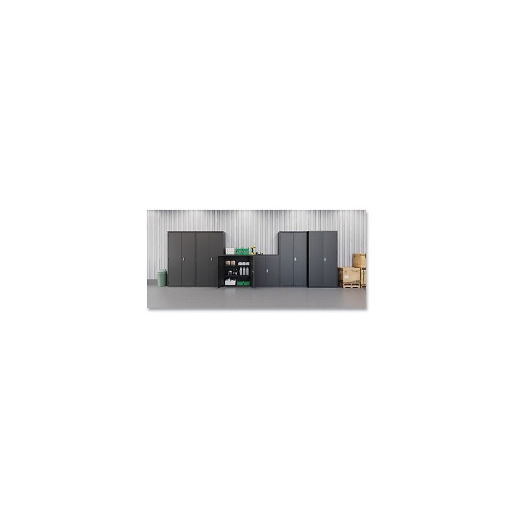 Set of metal cabinets with varied sizes