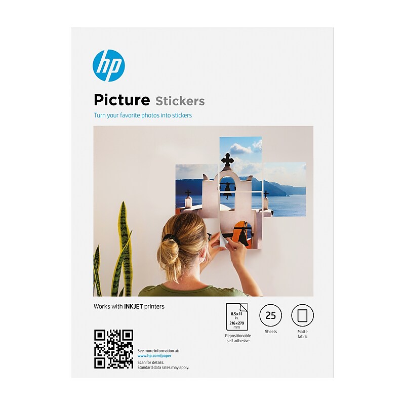 HP Picture Stickers, 8.5" x 11", 25 Sheets/Pack (8L1U9A) image 1