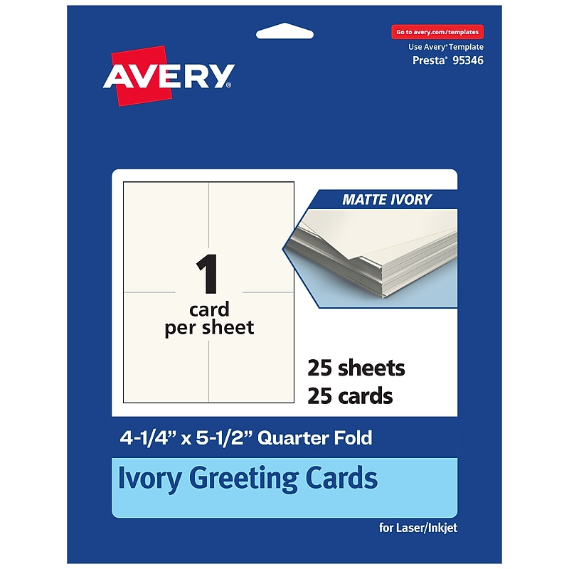 Avery Integrated Cards, 4.25" x 5.5", Matte Ivory, 25/Pack (95346) image 1