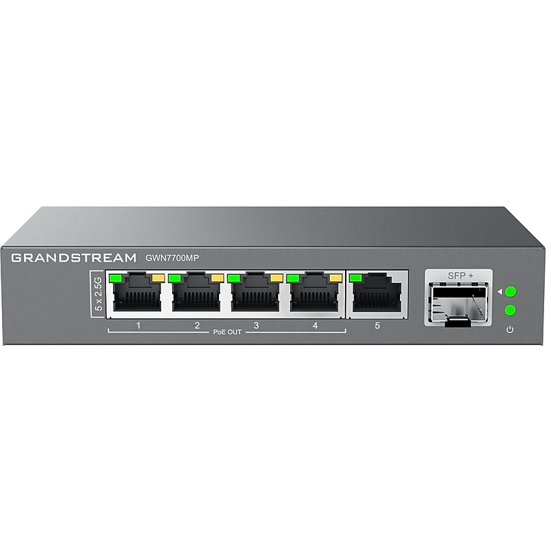 Grandstream GWN7700M Series 5-Port 2.5G PoE Unmanaged Network Switch, 45Gbps, Black (GWN7700MP) image 1