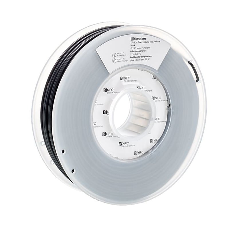 UltiMaker TPU 95A Filament Spool for 3D Printers, Black (236592) image 1