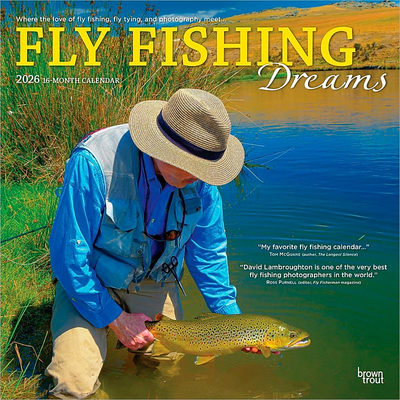 2026 BrownTrout Fly Fishing Dreams 12" x 12" Monthly Wall Calendar (9798330707096) image 1