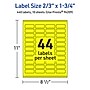 Avery Laser/Inkjet Multipurpose Rectangle Labels, 2/3" x 1-3/4", Neon Yellow, 440/Pack (94209)~#|#~F91F8858-F360-46D6-B1D0BCEC7AF577ED_sc7
