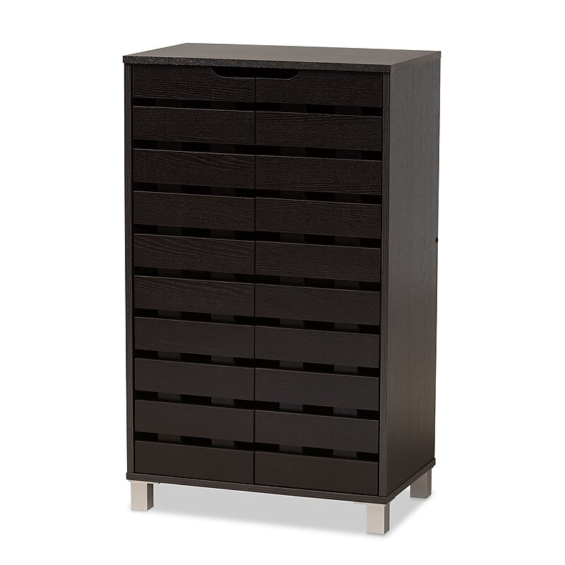 Baxton Studio Ernest Shoe Cabinet, Dark Brown and Grey (178-11027-HiT) image 1