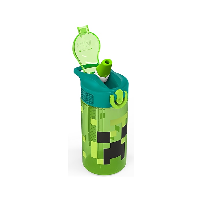 Zak! Minecraft Meadow Plastic Water Bottle, 16 oz., Green/Black