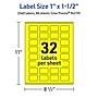 Avery Laser/Inkjet Rectangle Multipurpose Labels, 1" x 1.5", Neon Yellow, 2560/Box (94219)~#|#~F92FDB1A-5356-4BE2-BF817180F4BDC069_sc7