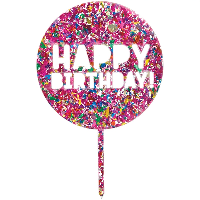 Party City Confetti Happy Birthday Cake Topper (AM100128) image 1