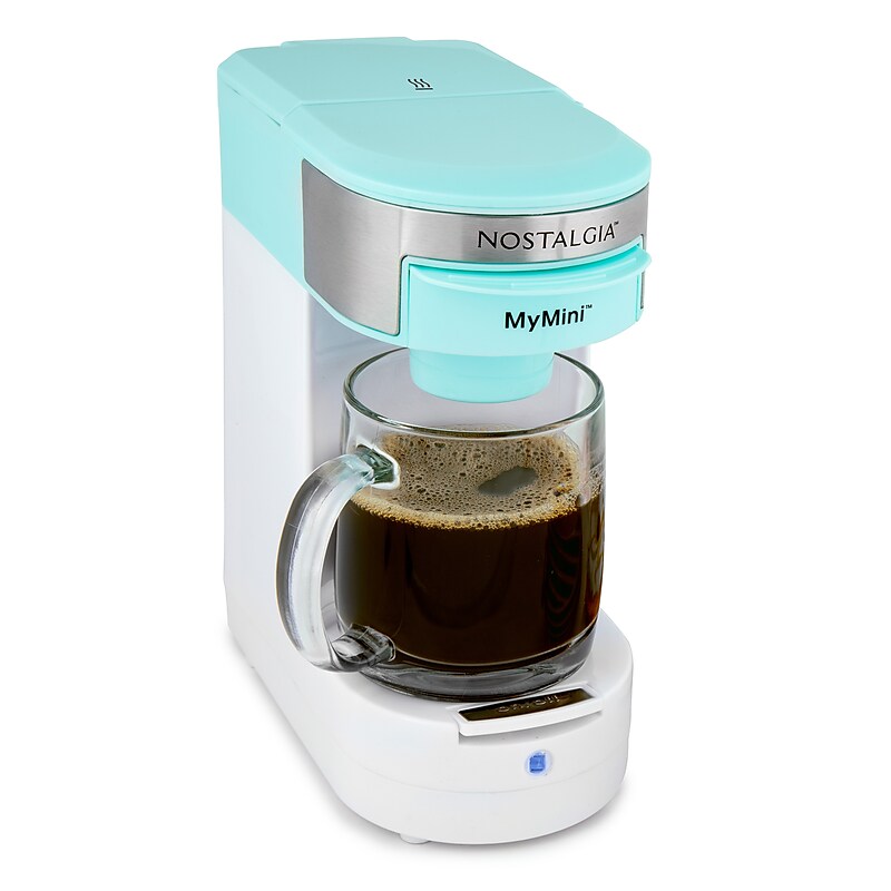 Nostalgia MyMini 2-Cups Single Serve Coffee Maker, Aqua (NMPCCPGC1AQS) image 1